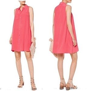 Equipment Mina Coral Pink 100% Silk Button Down Shirt Dress Size XS